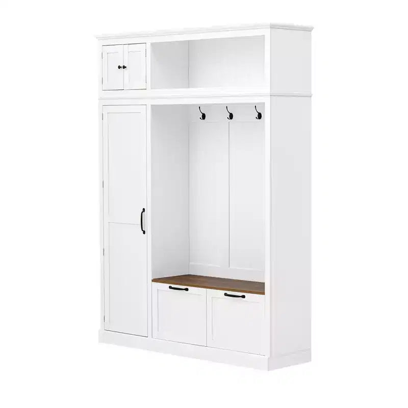 3-in-1 Hall Tree with Bench, Coat Rack with Storage Cabinet, Drawers & Hooks, Multifunctional Entryway Organizer - ModernLuxe