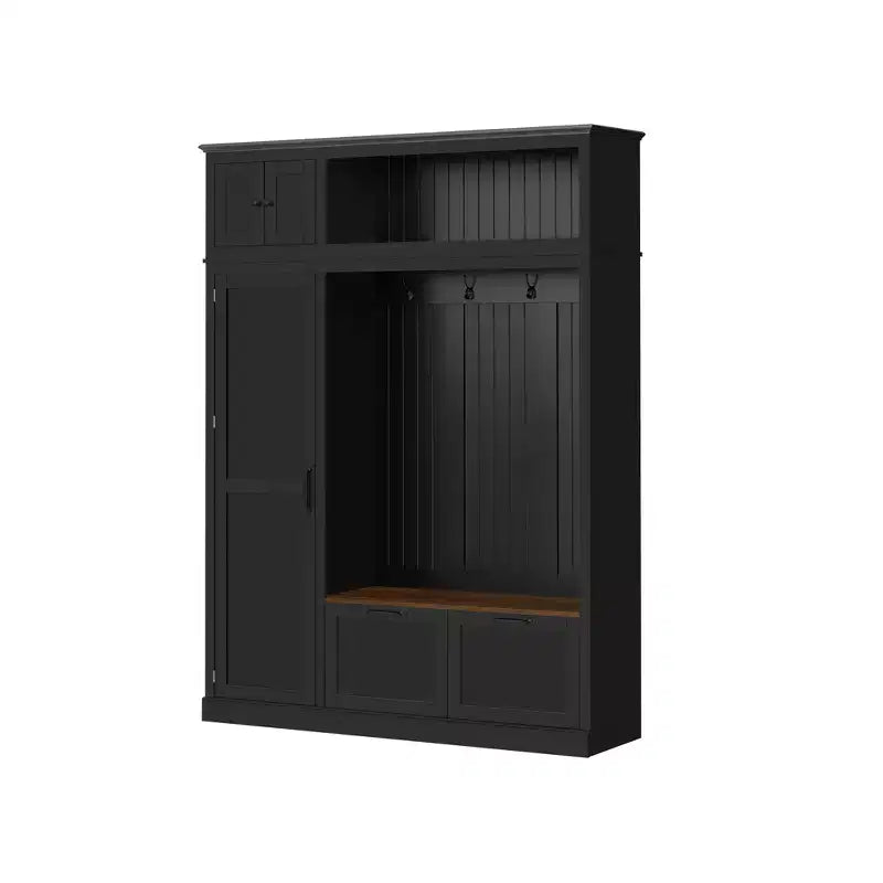 3-in-1 Hall Tree with Bench, Coat Rack with Storage Cabinet, Drawers & Hooks, Multifunctional Entryway Organizer - ModernLuxe
