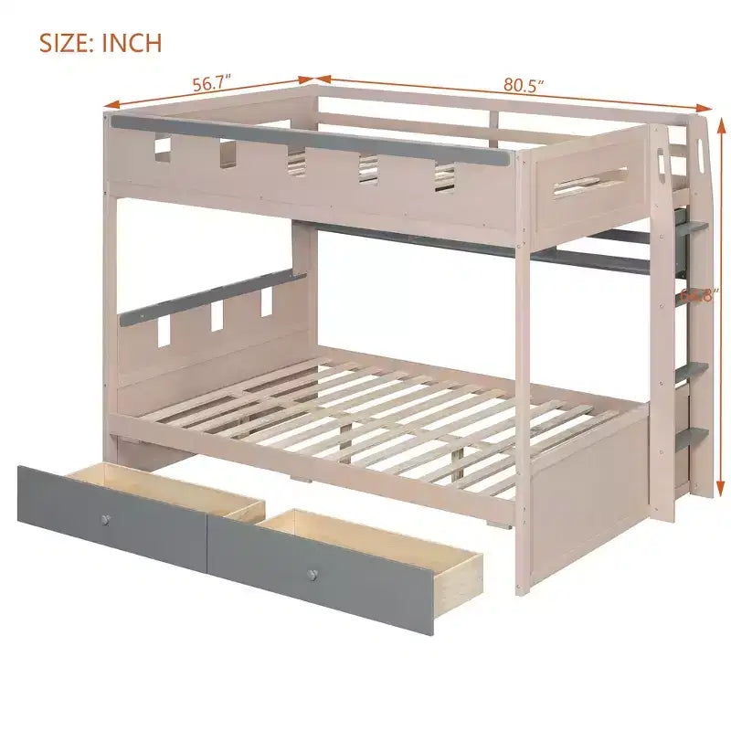 GDFStudio Rivera Castle Style Bunk Bed with 2 Drawers, Shelf and LED