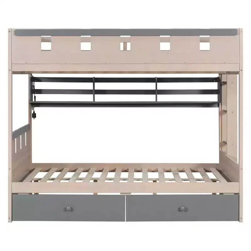 GDFStudio Rivera Castle Style Bunk Bed with 2 Drawers, Shelf and LED