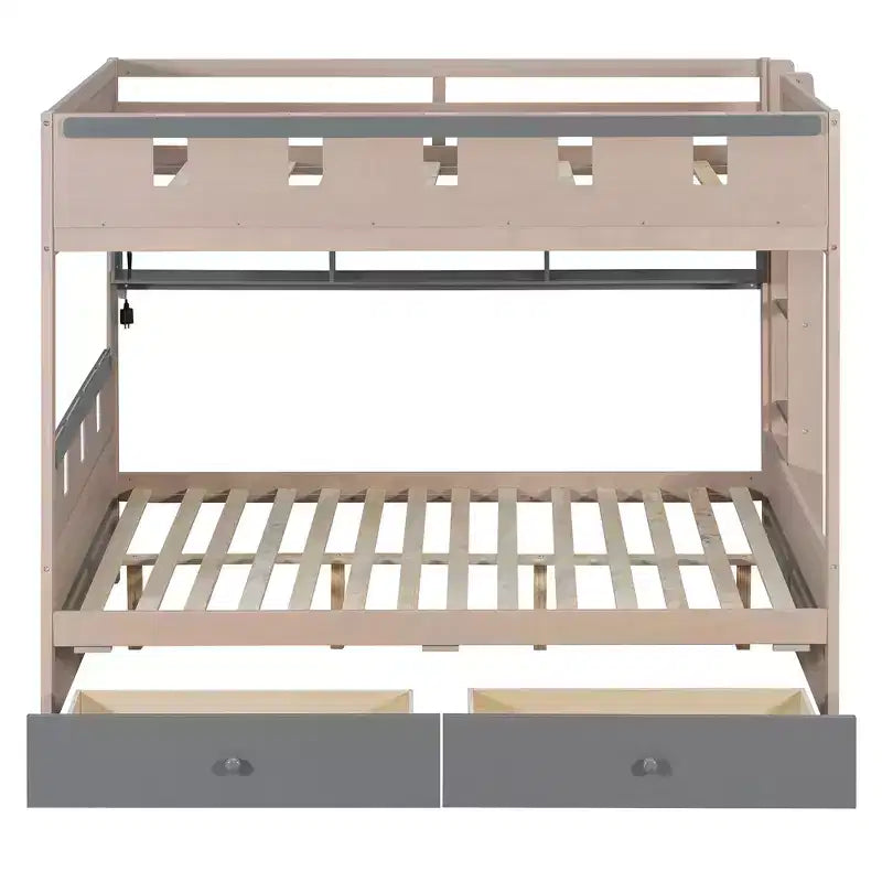GDFStudio Rivera Castle Style Bunk Bed with 2 Drawers, Shelf and LED