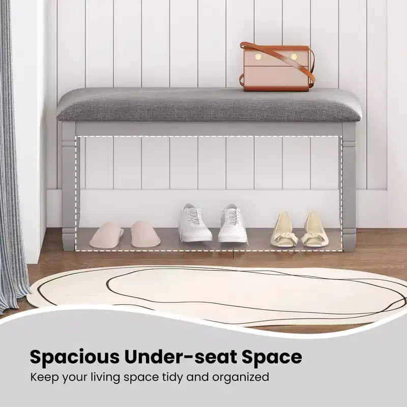 Costway Set Of 2 Upholstered Bedroom Bench w/Padded Seat & Solid Wood Legs for Dining Room