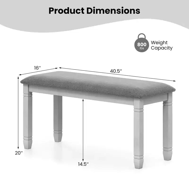 Costway Set Of 2 Upholstered Bedroom Bench w/Padded Seat & Solid Wood Legs for Dining Room