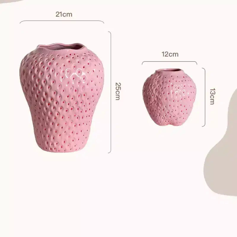 NotArt Hand-Painted Ceramic Strawberry Vase, Modern Minimalist Glazed Ornament for Hydroponic
