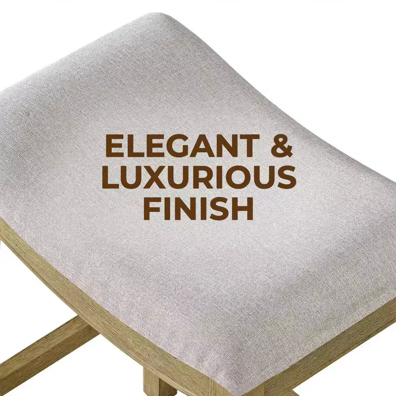 ROME + OAK Parker Backless Saddle Counter Stool, Natural, Cream Upholstery, 2 Pack