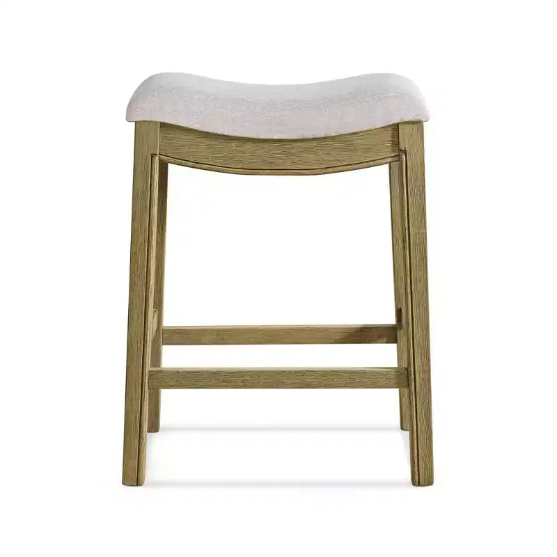 ROME + OAK Parker Backless Saddle Counter Stool, Natural, Cream Upholstery, 2 Pack