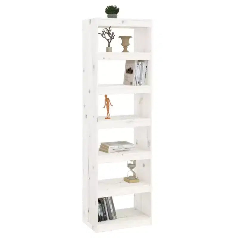 vidaXL Book Cabinet White Solid Pine Wood Tall Book Cabinet