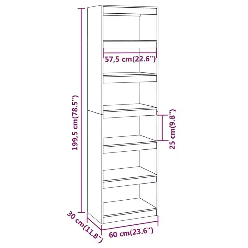 vidaXL Book Cabinet White Solid Pine Wood Tall Book Cabinet