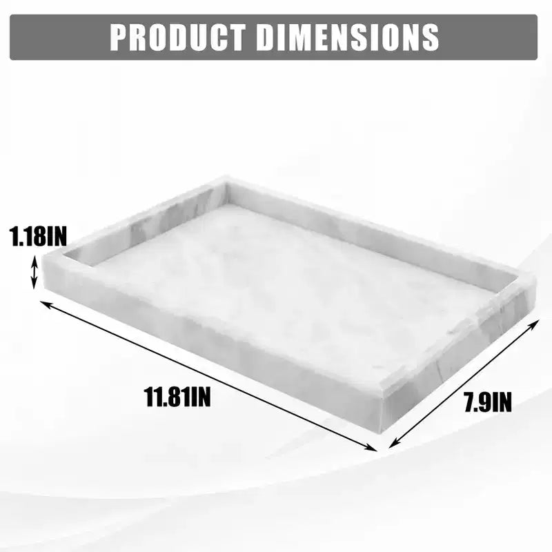 Élégant plateau de rangement à bijoux en marbre naturel, cadeau fête des mères, plateau en marbre véritable pour coiffeuse, salle de bain, décoration intérieure