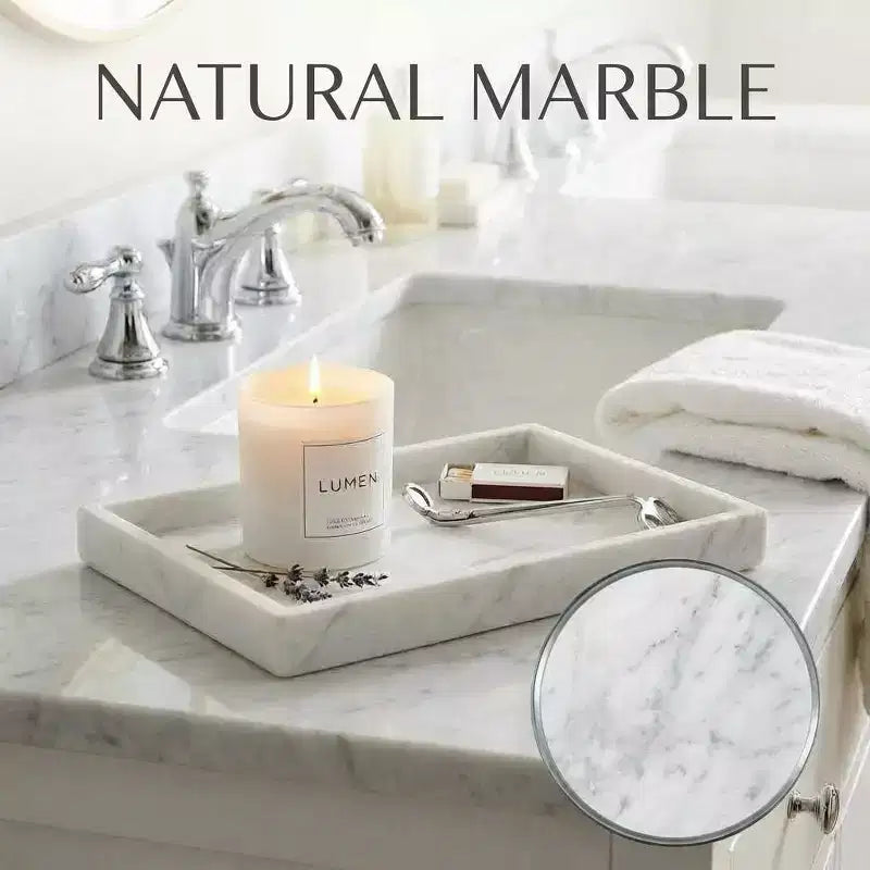 Élégant plateau de rangement à bijoux en marbre naturel, cadeau fête des mères, plateau en marbre véritable pour coiffeuse, salle de bain, décoration intérieure