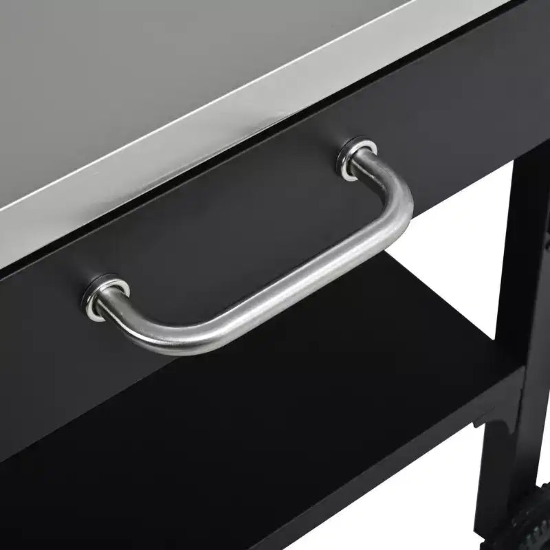 GDFStudio Mavis Outdoor Kitchen Cart Foldable Stainless Steel Prep Station with Wheels