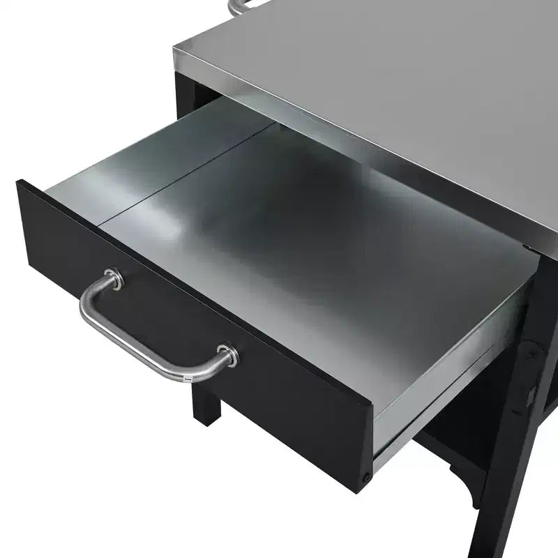 GDFStudio Mavis Outdoor Kitchen Cart Foldable Stainless Steel Prep Station with Wheels