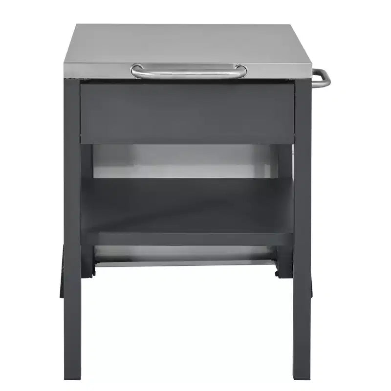 GDFStudio Mavis Outdoor Kitchen Cart Foldable Stainless Steel Prep Station with Wheels