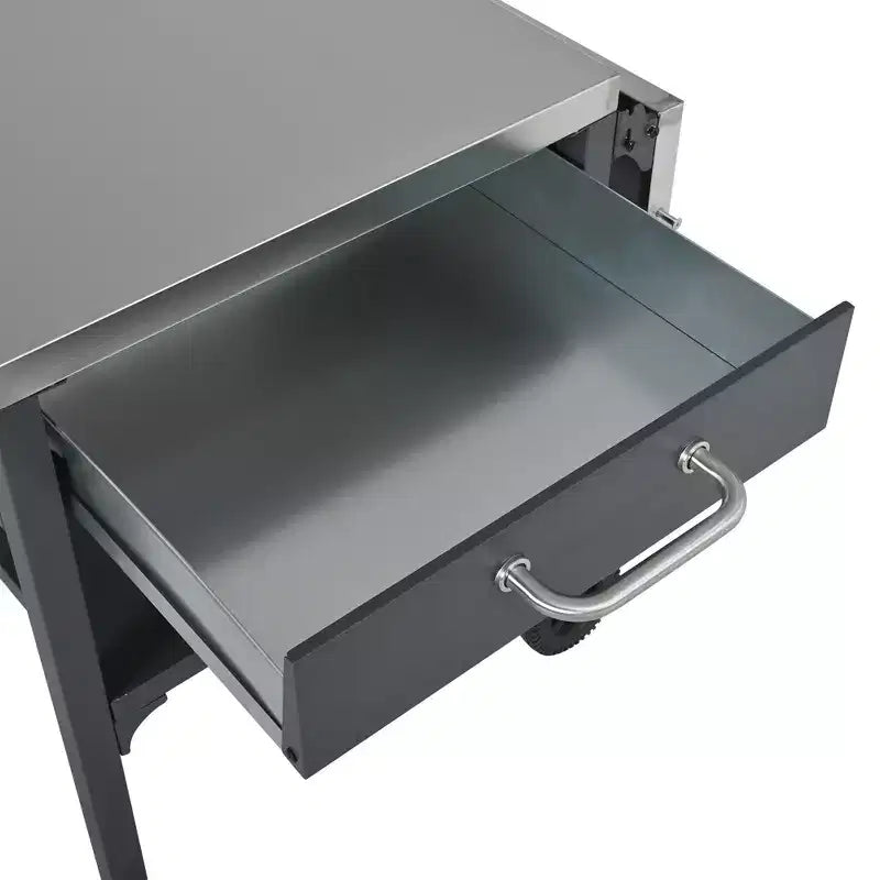 GDFStudio Mavis Outdoor Kitchen Cart Foldable Stainless Steel Prep Station with Wheels