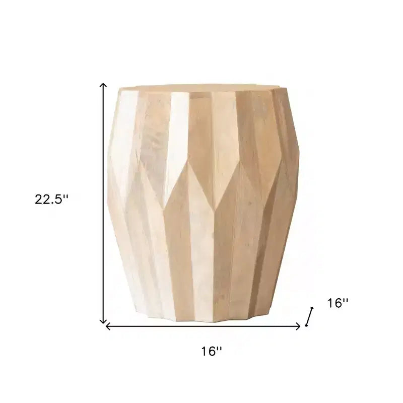 HomeRoots 23 Natural Solid Wood Round Drum End Table