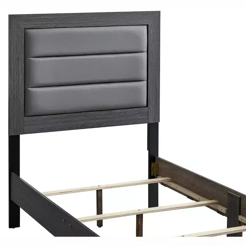 Passion Furniture Plano Gray Wood Frame Twin Panel Bed