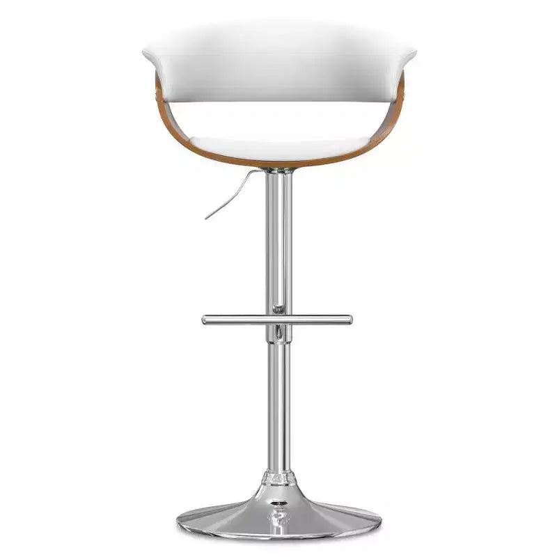 WyndenHall Caylor Adjustable Swivel Barstool White: Oval Faux Leather, Steel Legs, Foam Padded Back