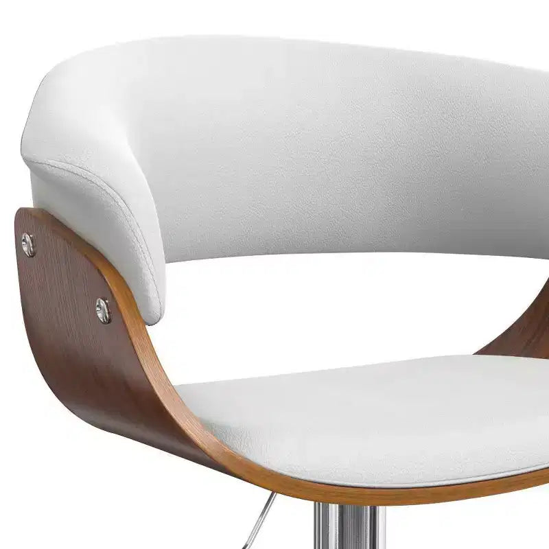 WyndenHall Caylor Adjustable Swivel Barstool White: Oval Faux Leather, Steel Legs, Foam Padded Back