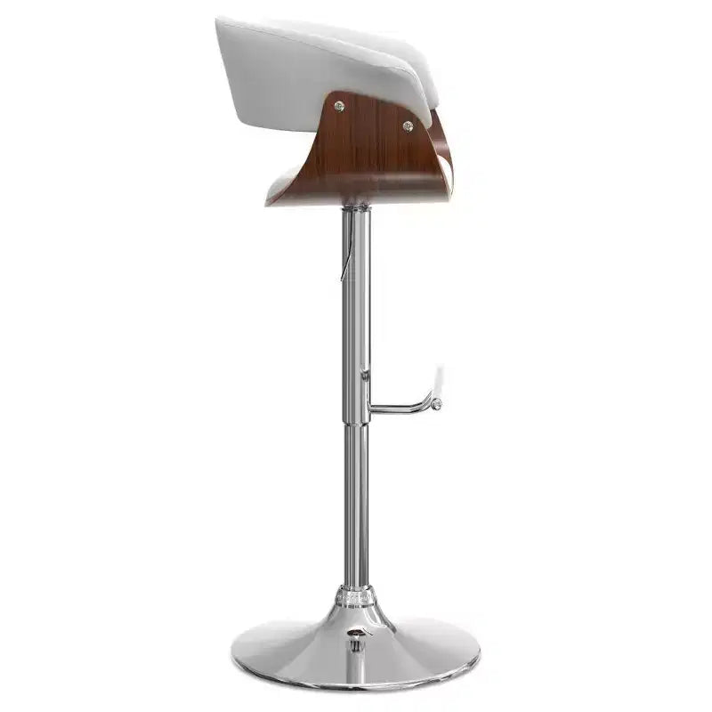 WyndenHall Caylor Adjustable Swivel Barstool White: Oval Faux Leather, Steel Legs, Foam Padded Back