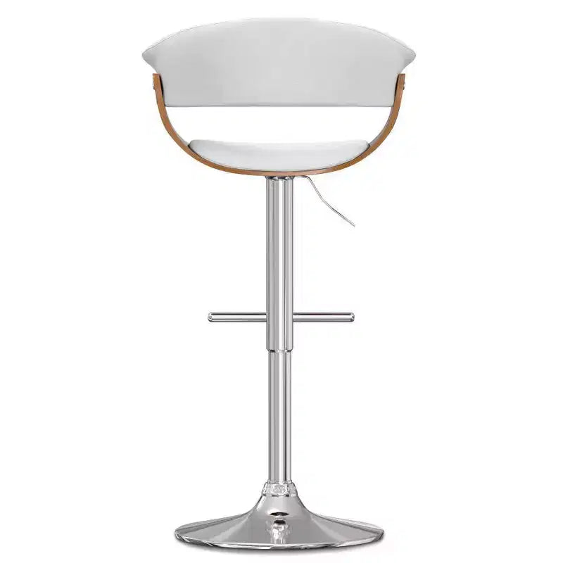 WyndenHall Caylor Adjustable Swivel Barstool White: Oval Faux Leather, Steel Legs, Foam Padded Back