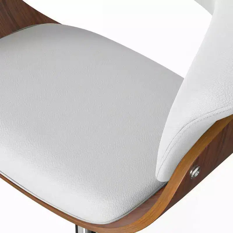 WyndenHall Caylor Adjustable Swivel Barstool White: Oval Faux Leather, Steel Legs, Foam Padded Back