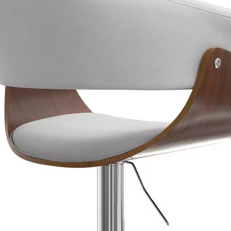 WyndenHall Caylor Adjustable Swivel Barstool White: Oval Faux Leather, Steel Legs, Foam Padded Back