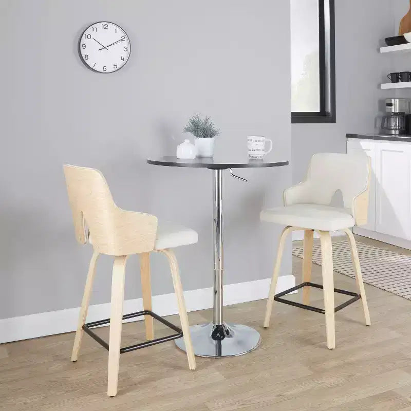Set of 2 Stella Counter Height Barstools: Swivel, Full Back, Upholstered - LumiSource