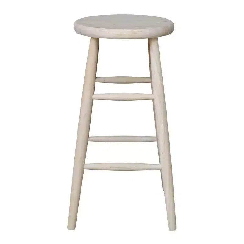 30" Scooped Seat Counter Height Barstool Unfinished - International Concepts: Solid Wood, Round, Backless