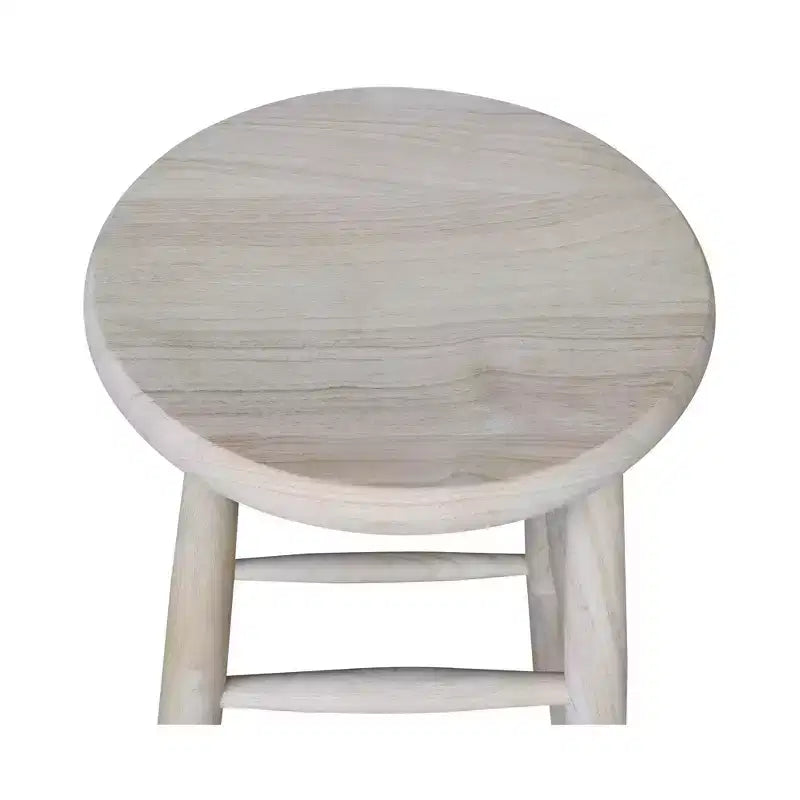 30" Scooped Seat Counter Height Barstool Unfinished - International Concepts: Solid Wood, Round, Backless