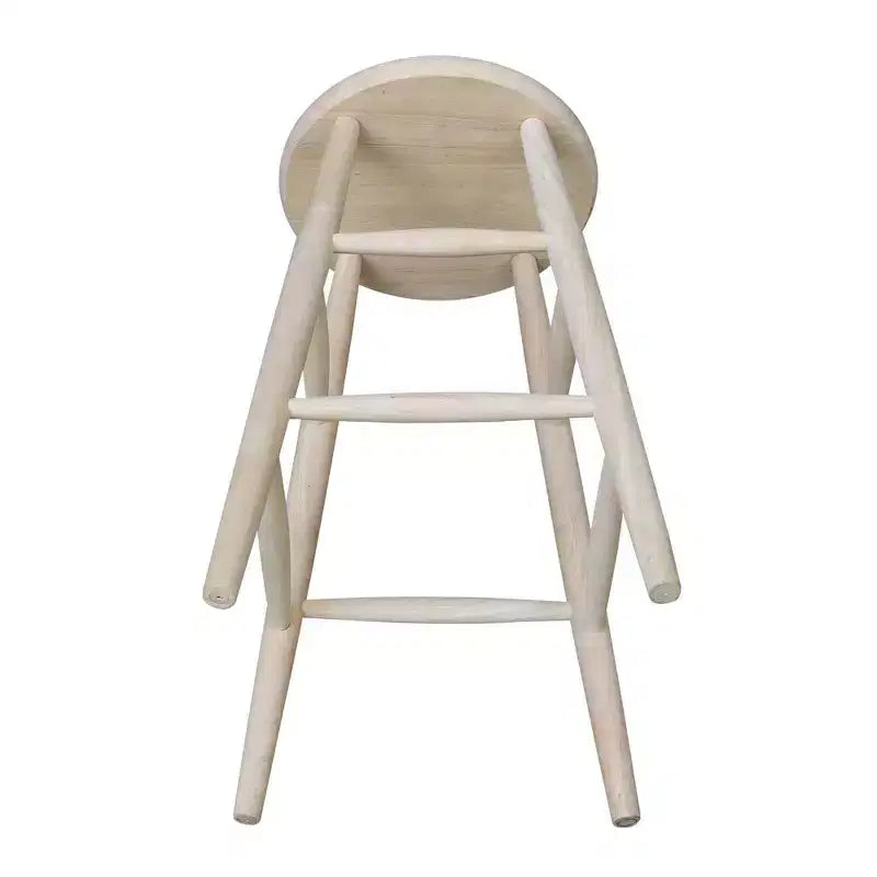 30" Scooped Seat Counter Height Barstool Unfinished - International Concepts: Solid Wood, Round, Backless