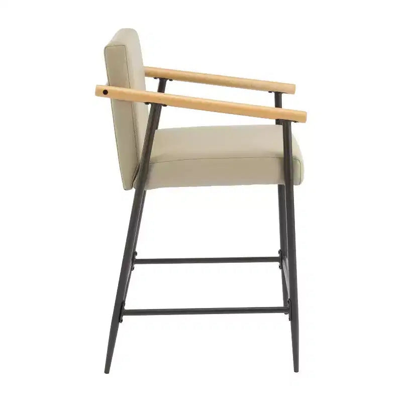 Christopher Knight Home Set of 2 Ruby Mid Century Modern Upholstered Counter Stool with Iron Frame Counter Height Barstools Khaki/Espresso