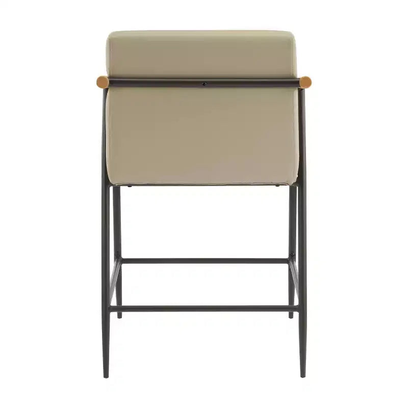 Christopher Knight Home Set of 2 Ruby Mid Century Modern Upholstered Counter Stool with Iron Frame Counter Height Barstools Khaki/Espresso