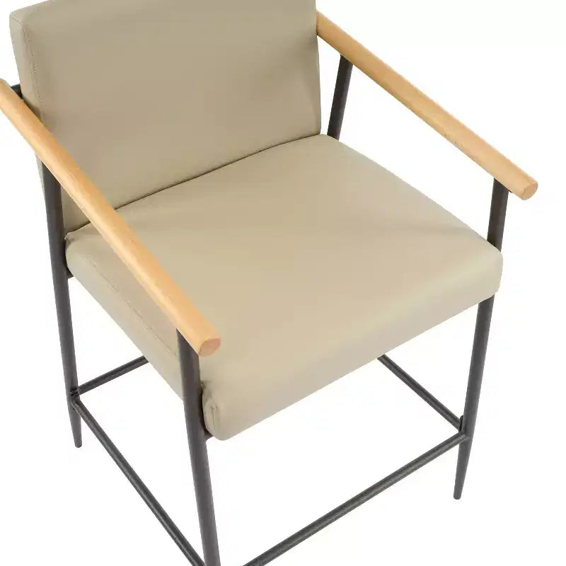 Christopher Knight Home Set of 2 Ruby Mid Century Modern Upholstered Counter Stool with Iron Frame Counter Height Barstools Khaki/Espresso