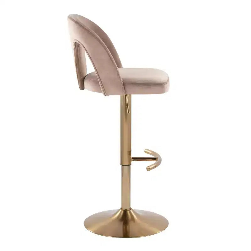 LumiSource Set of 2 Ava Adjustable Barstools Gold/Taupe Velvet
