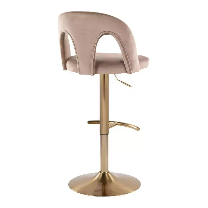 LumiSource Set of 2 Ava Adjustable Barstools Gold/Taupe Velvet