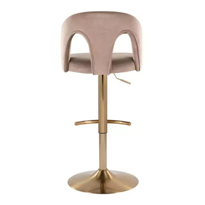 LumiSource Set of 2 Ava Adjustable Barstools Gold/Taupe Velvet
