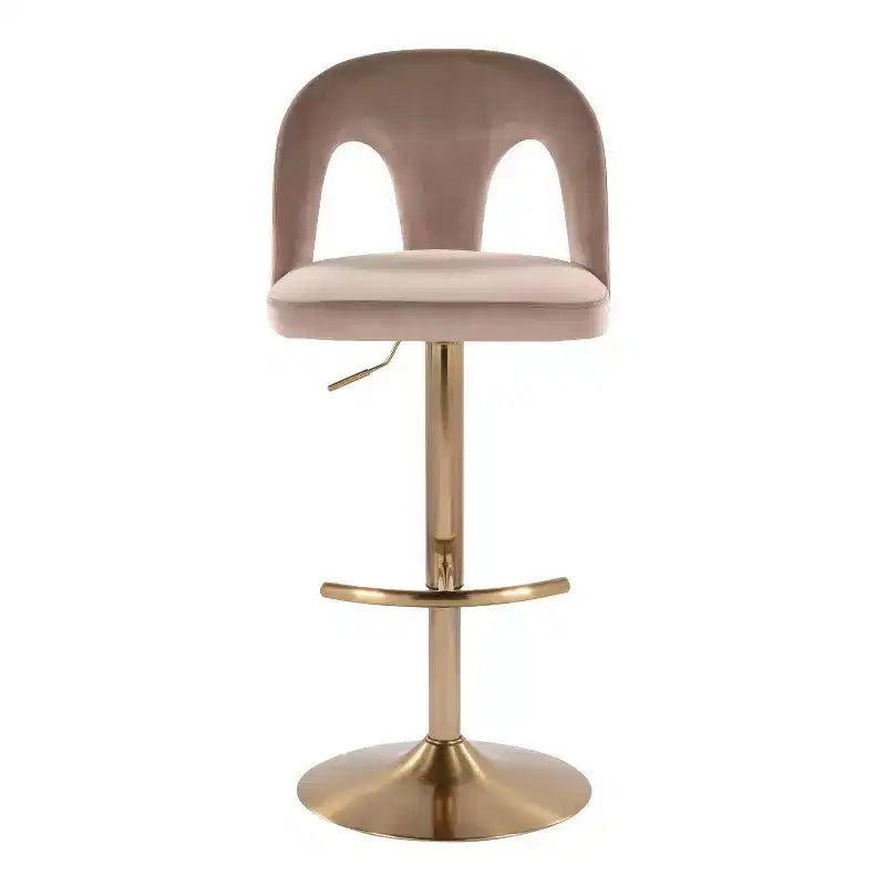 LumiSource Set of 2 Ava Adjustable Barstools Gold/Taupe Velvet