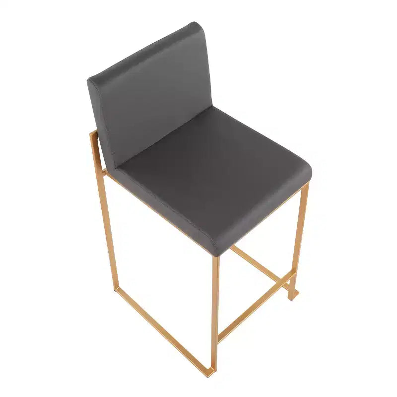 LumiSource Set of 3 Fuji High Back Counter Height Barstools Gold Steel/Gray PU
