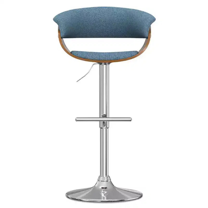 Caylor Adjustable Swivel Barstool Denim Blue - WyndenHall: Mid Century Modern, Padded Back, Steel Legs