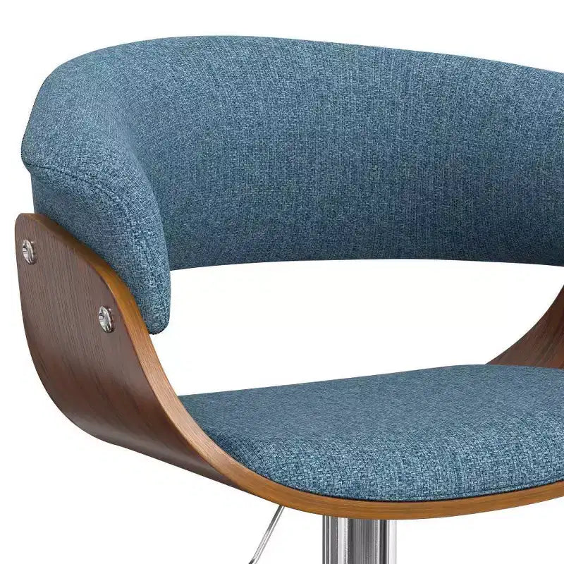 Caylor Adjustable Swivel Barstool Denim Blue - WyndenHall: Mid Century Modern, Padded Back, Steel Legs