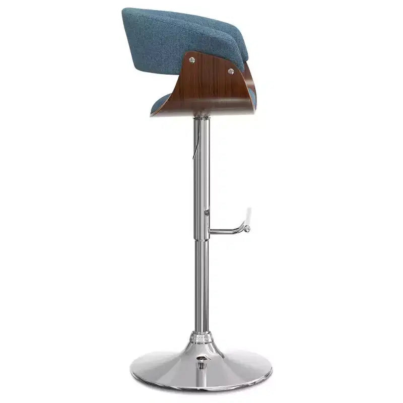 Caylor Adjustable Swivel Barstool Denim Blue - WyndenHall: Mid Century Modern, Padded Back, Steel Legs