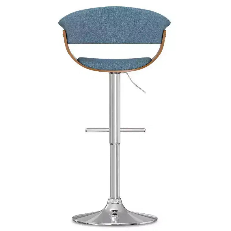 Caylor Adjustable Swivel Barstool Denim Blue - WyndenHall: Mid Century Modern, Padded Back, Steel Legs