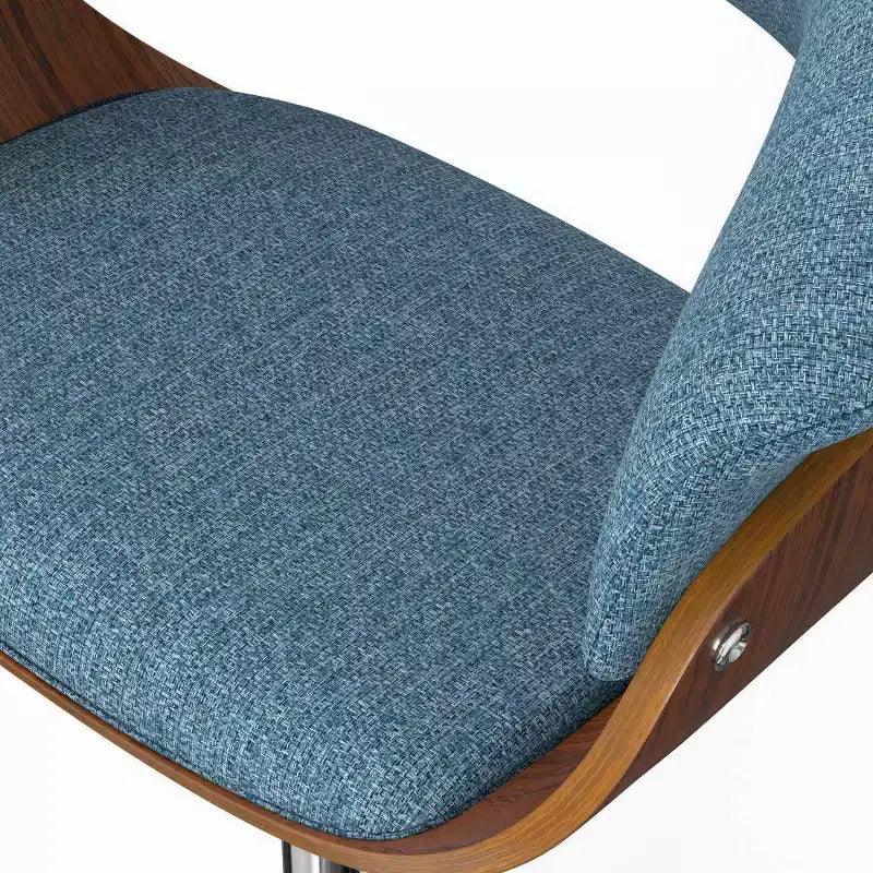 Caylor Adjustable Swivel Barstool Denim Blue - WyndenHall: Mid Century Modern, Padded Back, Steel Legs