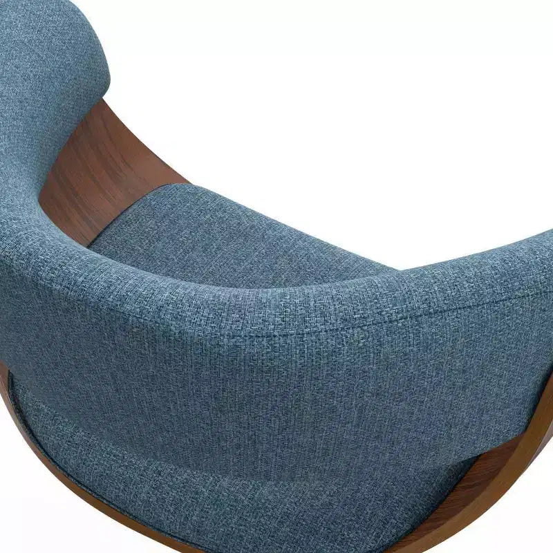 Caylor Adjustable Swivel Barstool Denim Blue - WyndenHall: Mid Century Modern, Padded Back, Steel Legs