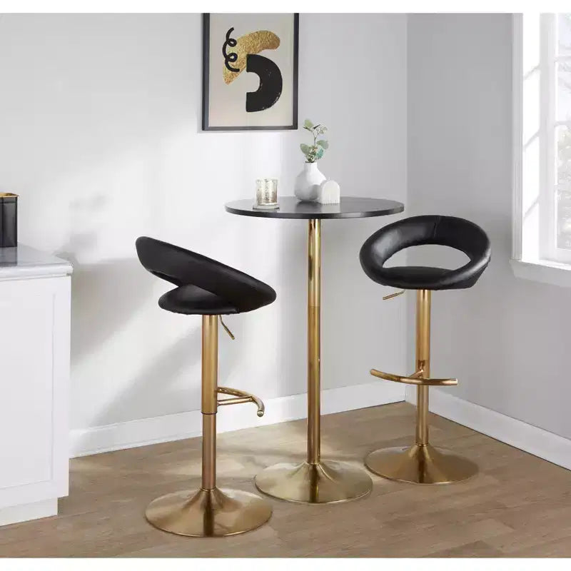 LumiSource Set of 2 Posh Adjustable Barstools Gold/Black PU