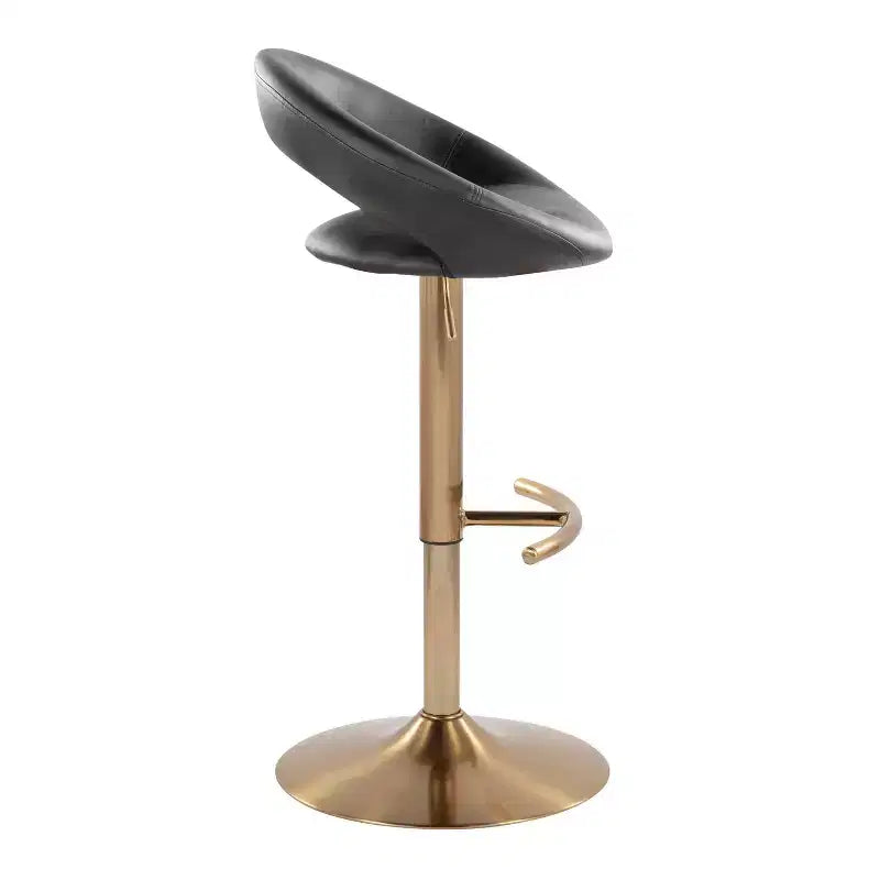 LumiSource Set of 2 Posh Adjustable Barstools Gold/Black PU