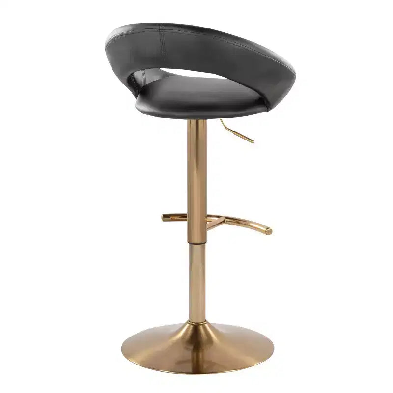 LumiSource Set of 2 Posh Adjustable Barstools Gold/Black PU
