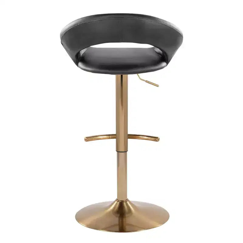 LumiSource Set of 2 Posh Adjustable Barstools Gold/Black PU