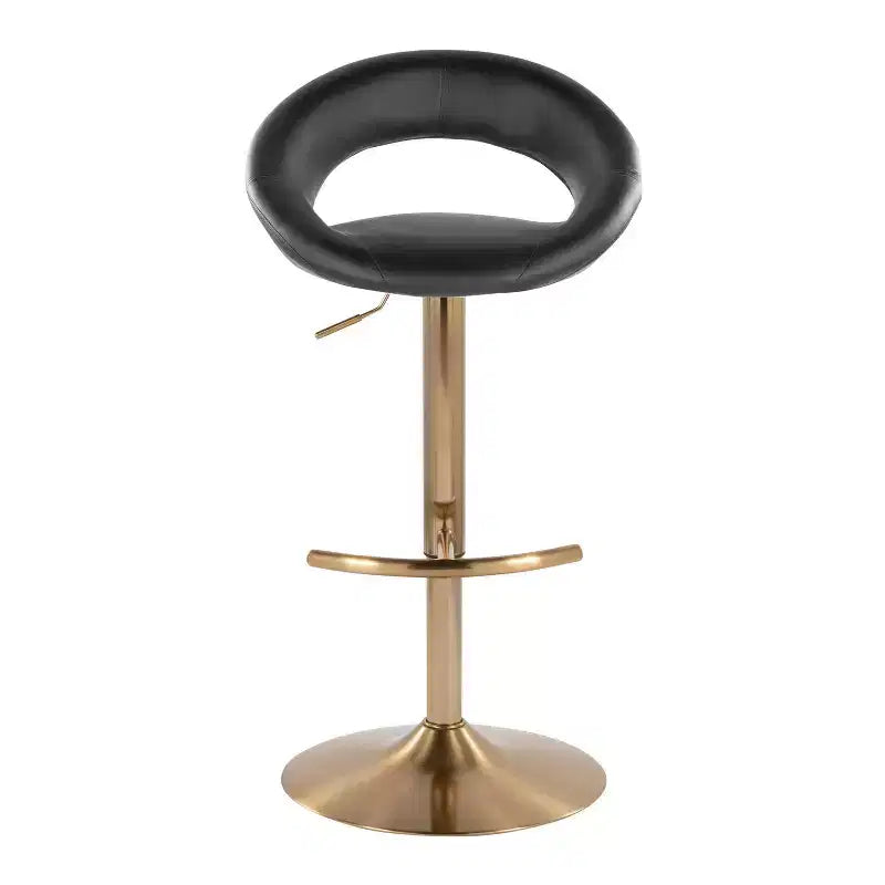 LumiSource Set of 2 Posh Adjustable Barstools Gold/Black PU