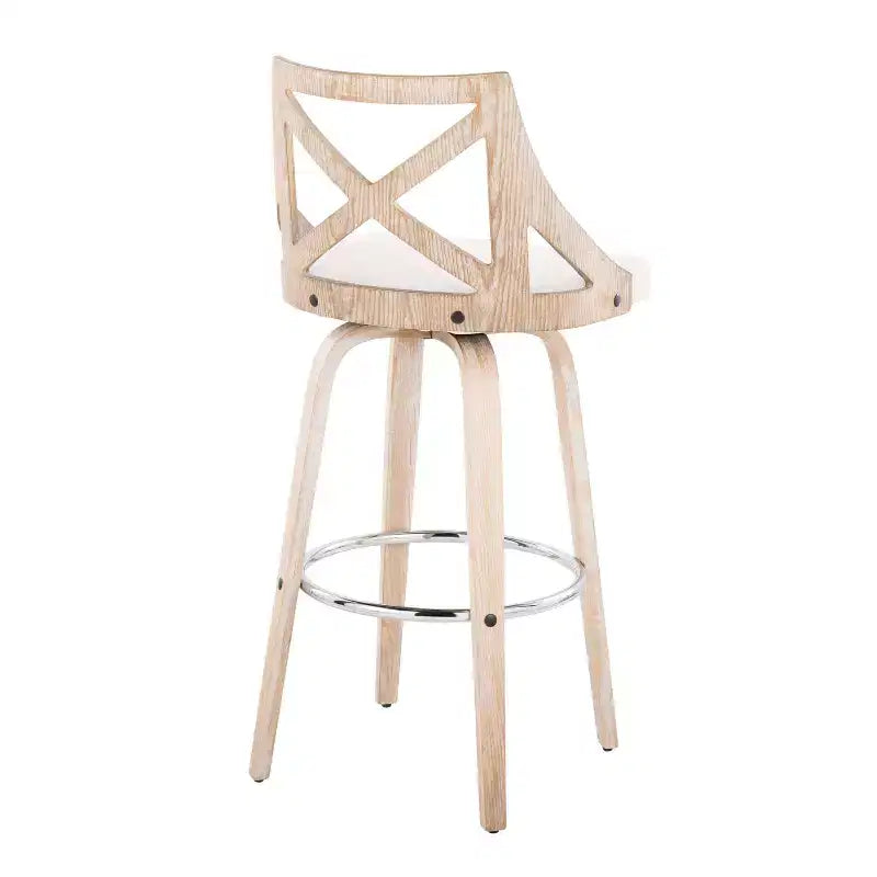 Set of 2 Charlotte Barstools: Fixed-Height, Swivel Seat, X-Back Design - LumiSource